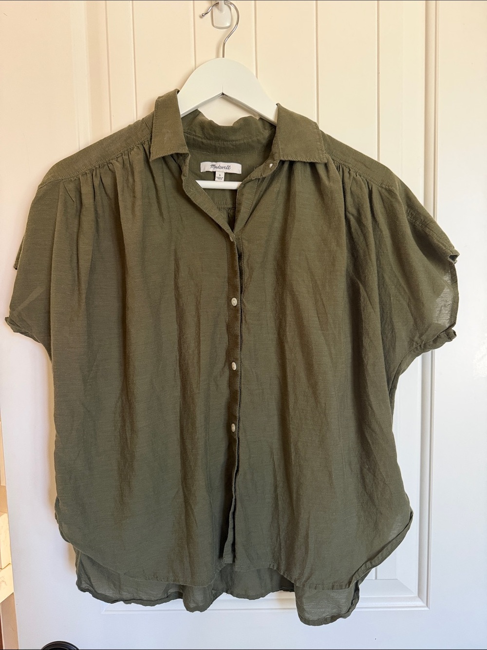 Madewell Olive Green Button Front Blouse